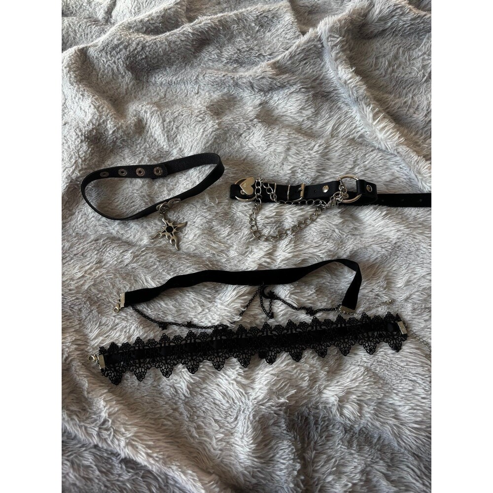 Cider Choker Bundle Set of 4 Lace Leather Chain Y2K Coquette